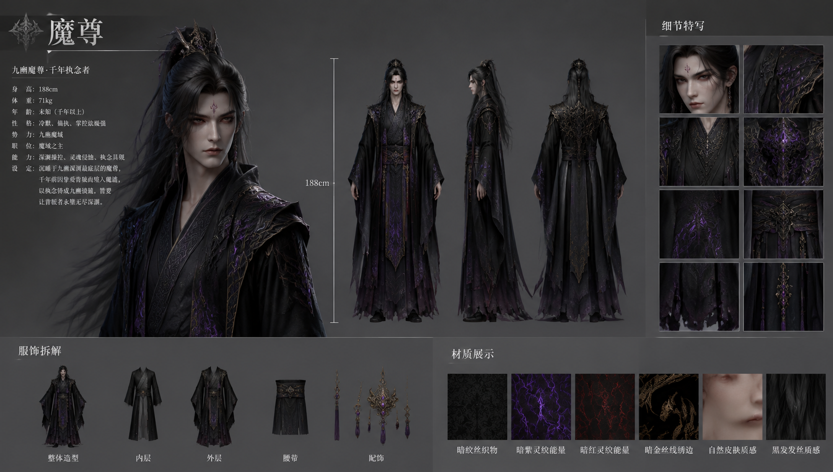 人物三：魔尊（分镜2状态·九幽深渊篇） 画面左上…
