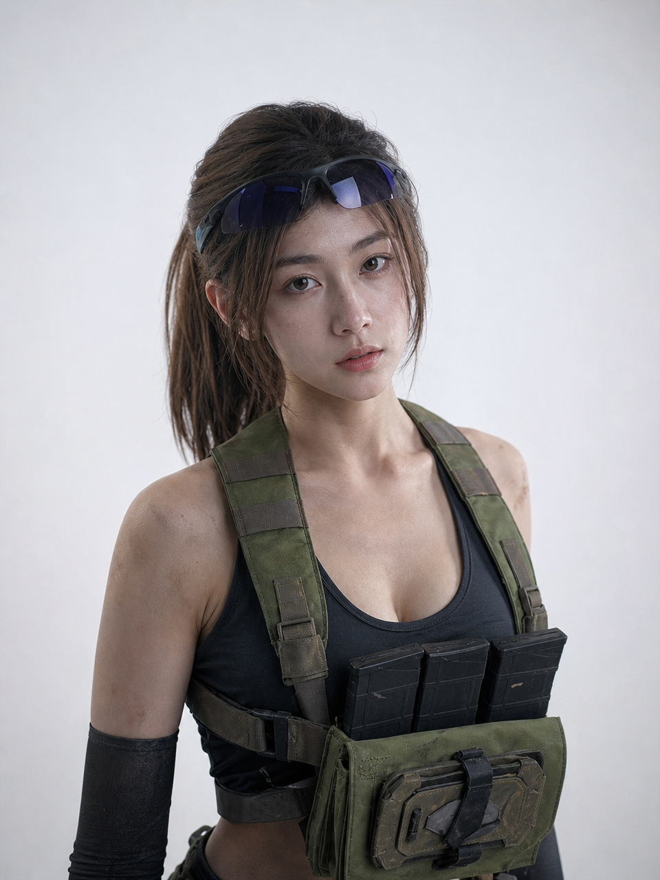半身照 三角洲露娜cos 绝美 可爱 摄影棚纯白…