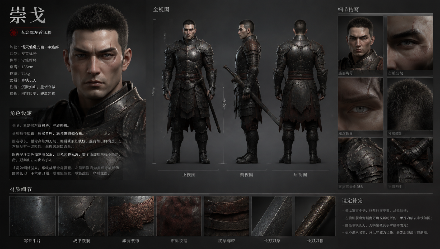 物二：崇戈（赤焰部左首猛将） 画面左上角显示名字…
