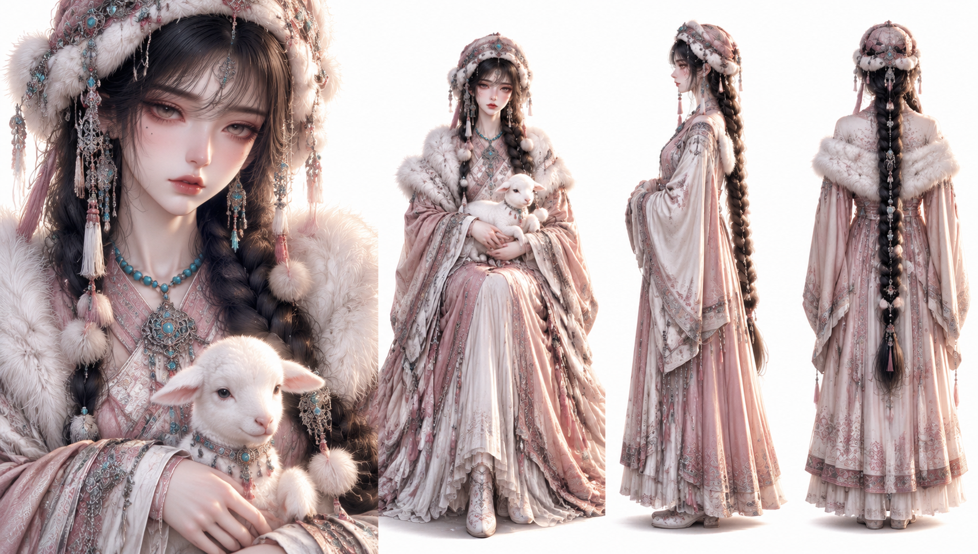 【整体画风】高精度 3D 半写实国漫女性角色设定…