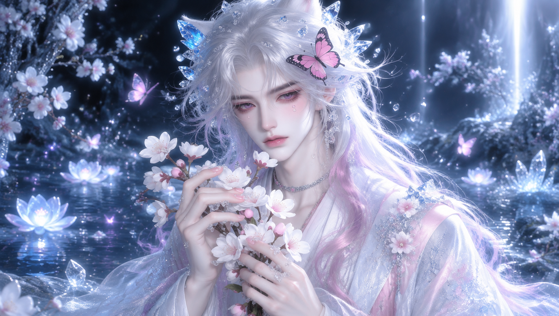 【整体画风】古风仙侠 3D CG 角色插画，半写…