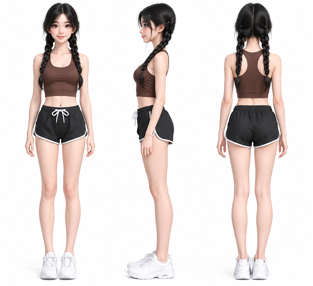 二次元少女 3 视图角色设定图(characte…