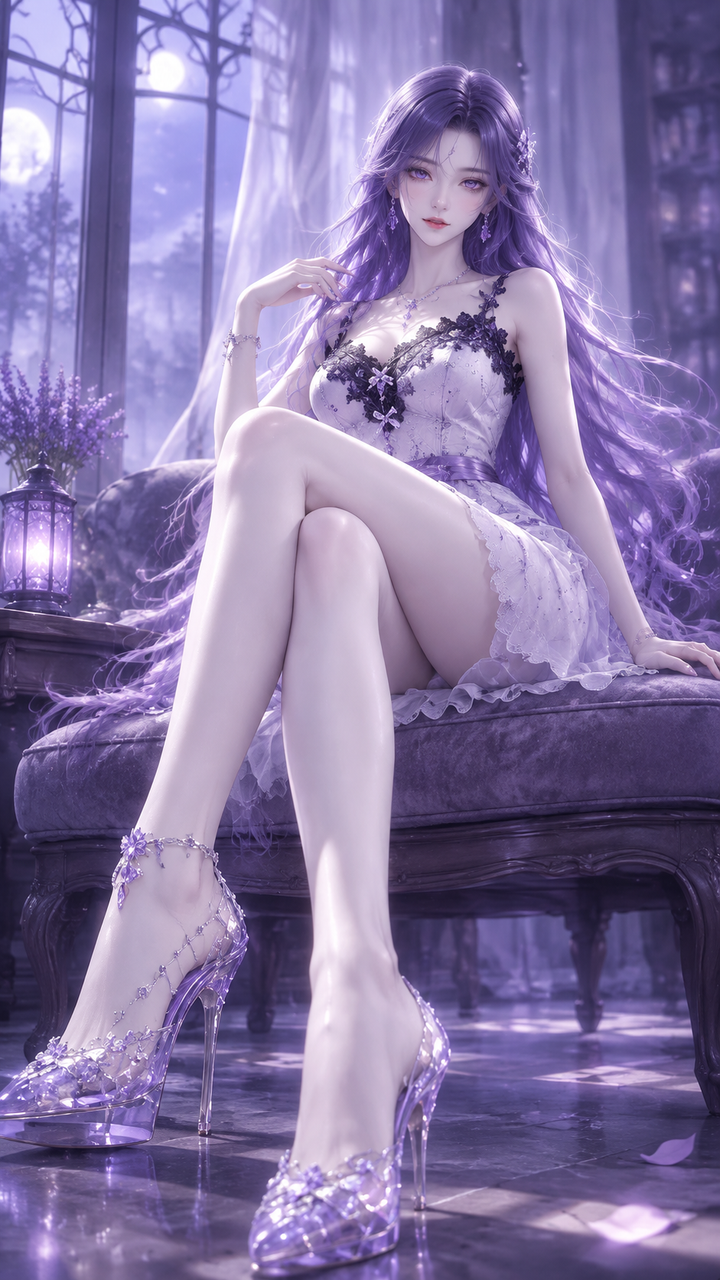 一幅精致的现代二次元幻想美少女淡彩插画，竖幅9:…