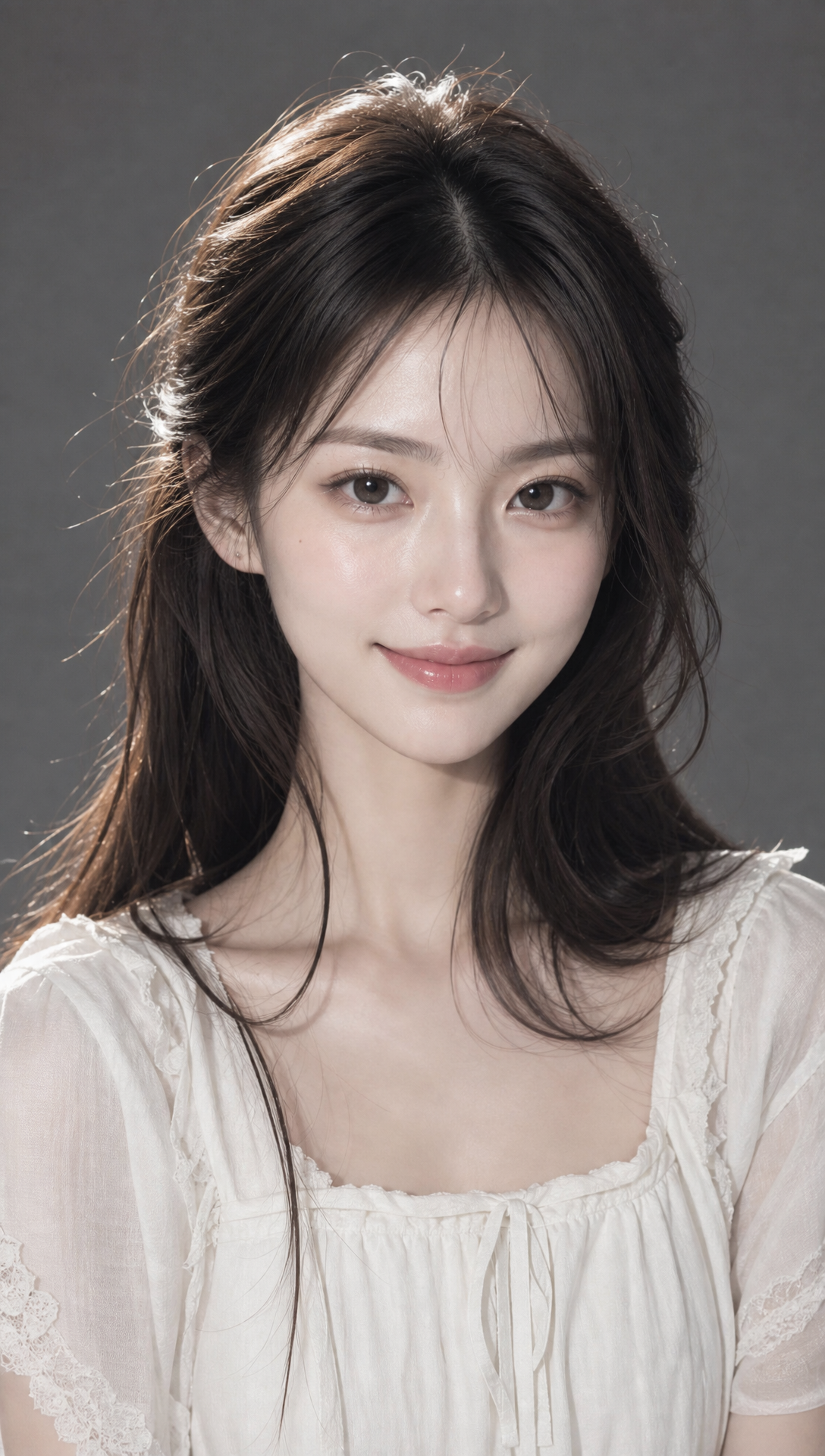 同角度同一人物 但是区别于参考图是骨相感强的美女…